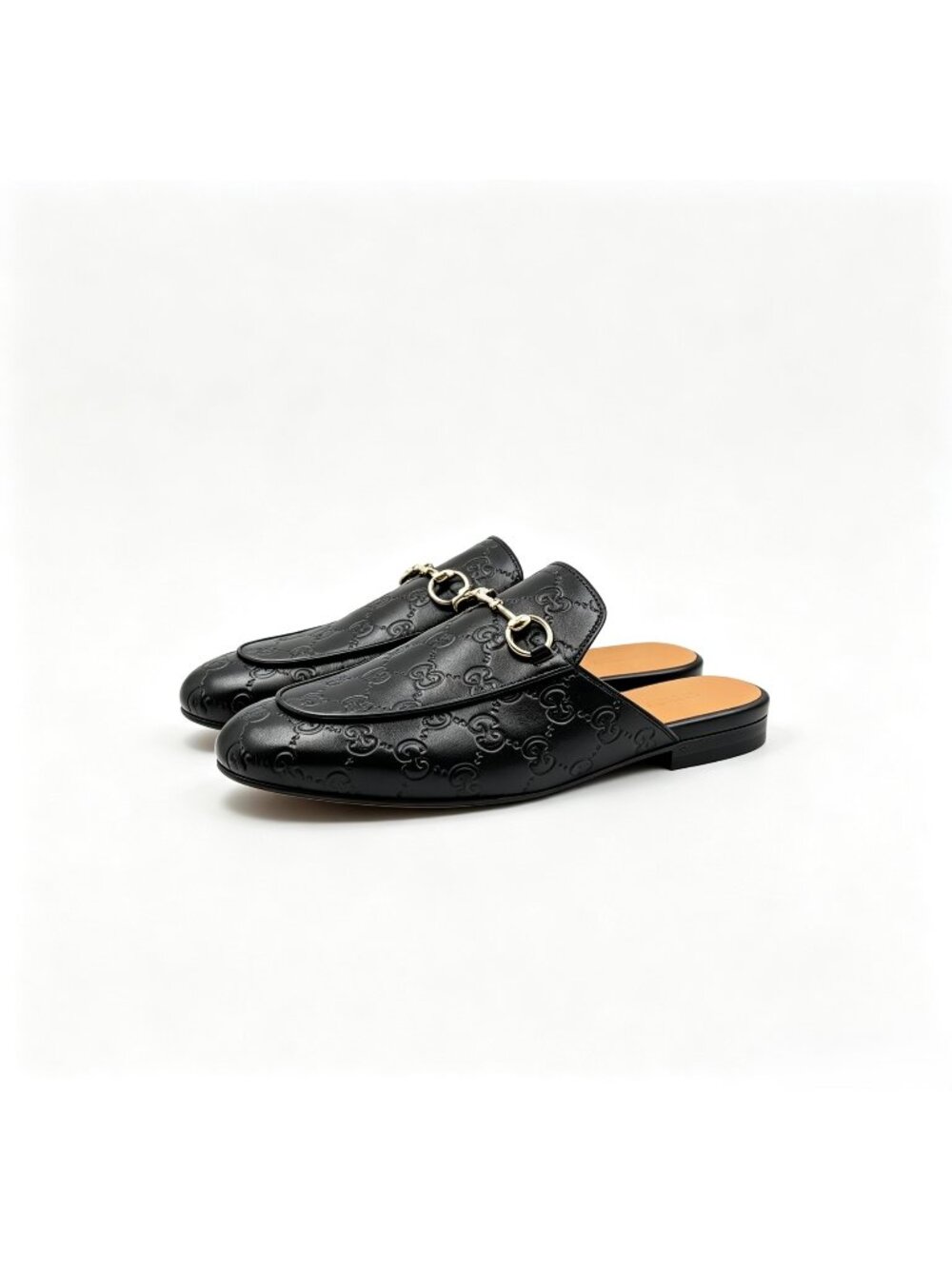 Gucci Women's Princetown GG Embossed Leather Sandal Black EU37.5 813864